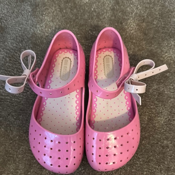 Mini Melissa Pink Jelly Dress Shoes with Bow - Picture 3 of 6